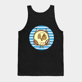 Hand Drawn Owl (Blue) Tank Top